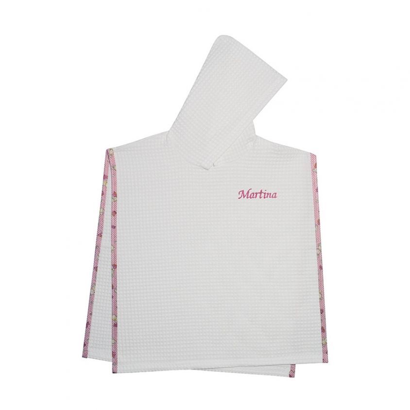 Poncho per bambini e neonati a nido d'ape con ricamo